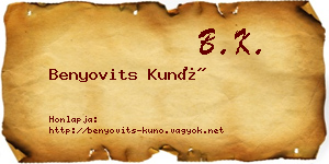 Benyovits Kunó névjegykártya